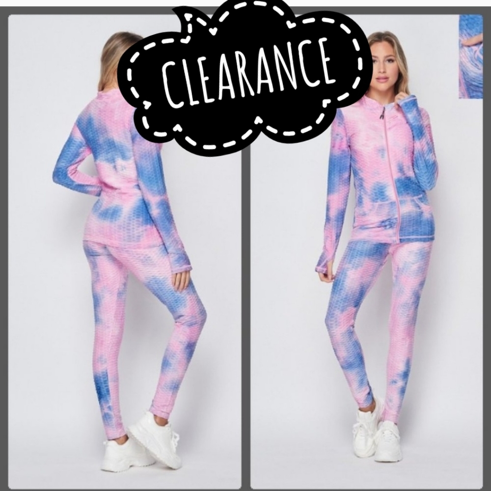 CLEARANCE NEW Tie Dye Butt lift Scrunch leggings w/ jacket
